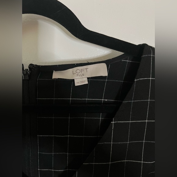 Loft Plus Windowpane Flutter Sleeve Work Shift Dress Business - Picture 4 of 8